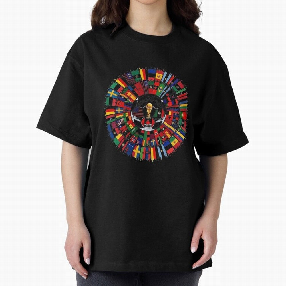 Vibrant 2026 World Cup International Flag Splash Classic T-Shirt Make Every Match About Global Football Passion for FIFA World Cup 2026 Group Stage, Highlighting Mbappe and Neymar, Argentina and Brazil, Goal Celebration Energy, Supporter Heritage,