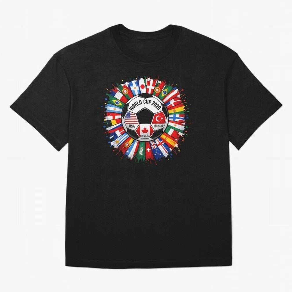 World Cup 2026 Shirt Soccer Tournament Fan Design International Flags Football Graphic Tee Sports Lover Gift Classic T-Shirt Bring Trophy Dreams to FIFA World Cup 2026 Group Stage Spirit, Filled with France and Portugal, CR7 and Messi, Tournament