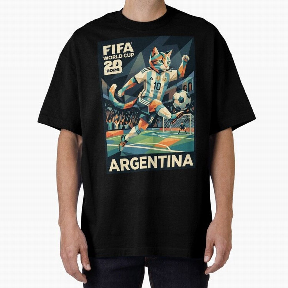 Argentina Cat World Cup 2026 ¨C Geometric Football Art Classic T-Shirt Celebrate Classic Football Spirit in the FIFA World Cup 2026 USA Canada Mexico Journey through Neymar Highlights, Spain Pride, Champion Mindset, Group Stage Buzz, Knockout