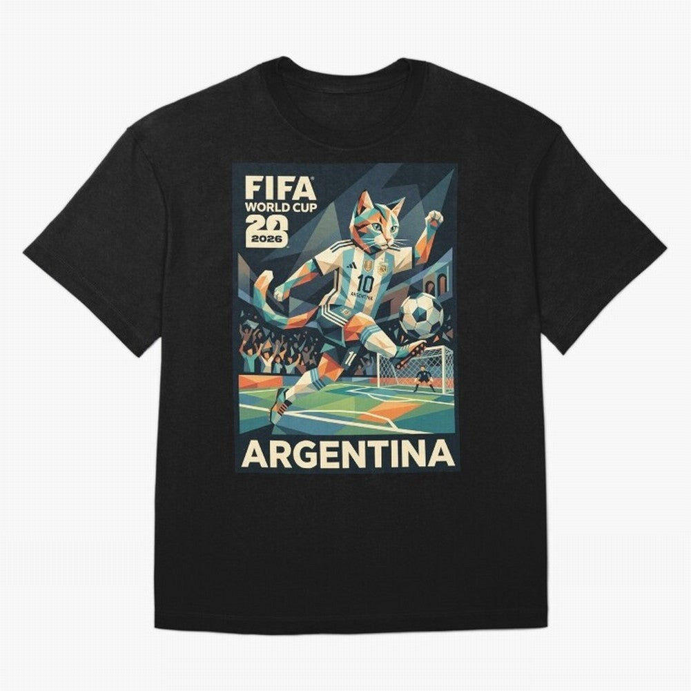 Argentina Cat World Cup 2026 ¨C Geometric Football Art Classic T-Shirt Celebrate Classic Football Spirit in the FIFA World Cup 2026 USA Canada Mexico Journey through Neymar Highlights, Spain Pride, Champion Mindset, Group Stage Buzz, Knockout