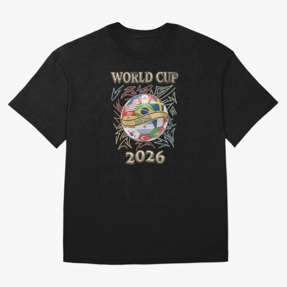 2026 World Cup Soccer Ball Flags - Global Football Championship Celebration Classic T-Shirt Carry FIFA World Cup 2026 Group Stage Highlighting Cristiano Ronaldo, Haaland and CR7, England, France and Netherlands Energy, Retro Football Energy, Iconic