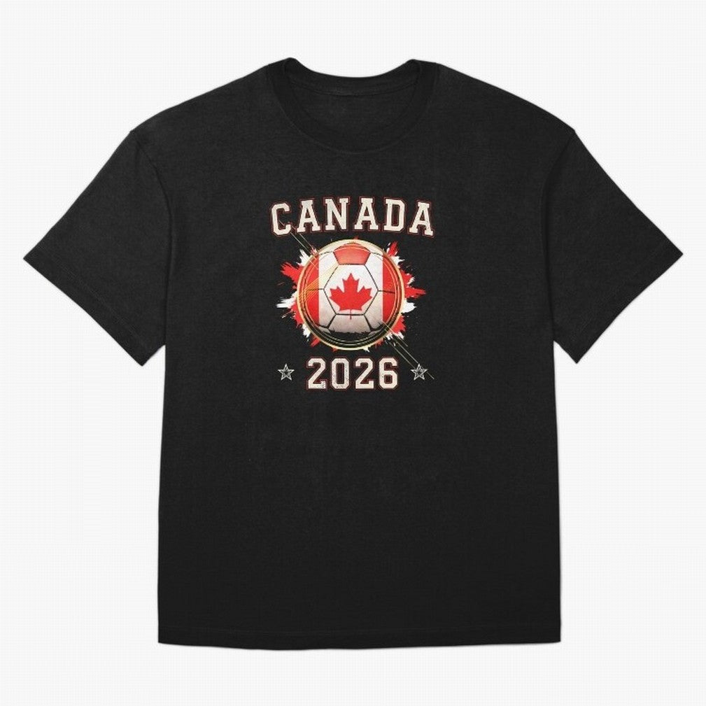 Front Print Canada Soccer World Cup 2026 - Canadian Fan Gift T-Shirt_84561562 Classic T-Shirt Make Memories around Global Football Passion for FIFA World Cup 2026 Group Stage, Filled with Messi, Neymar and Mbappe, Brazil, Worldwide Fan Energy,