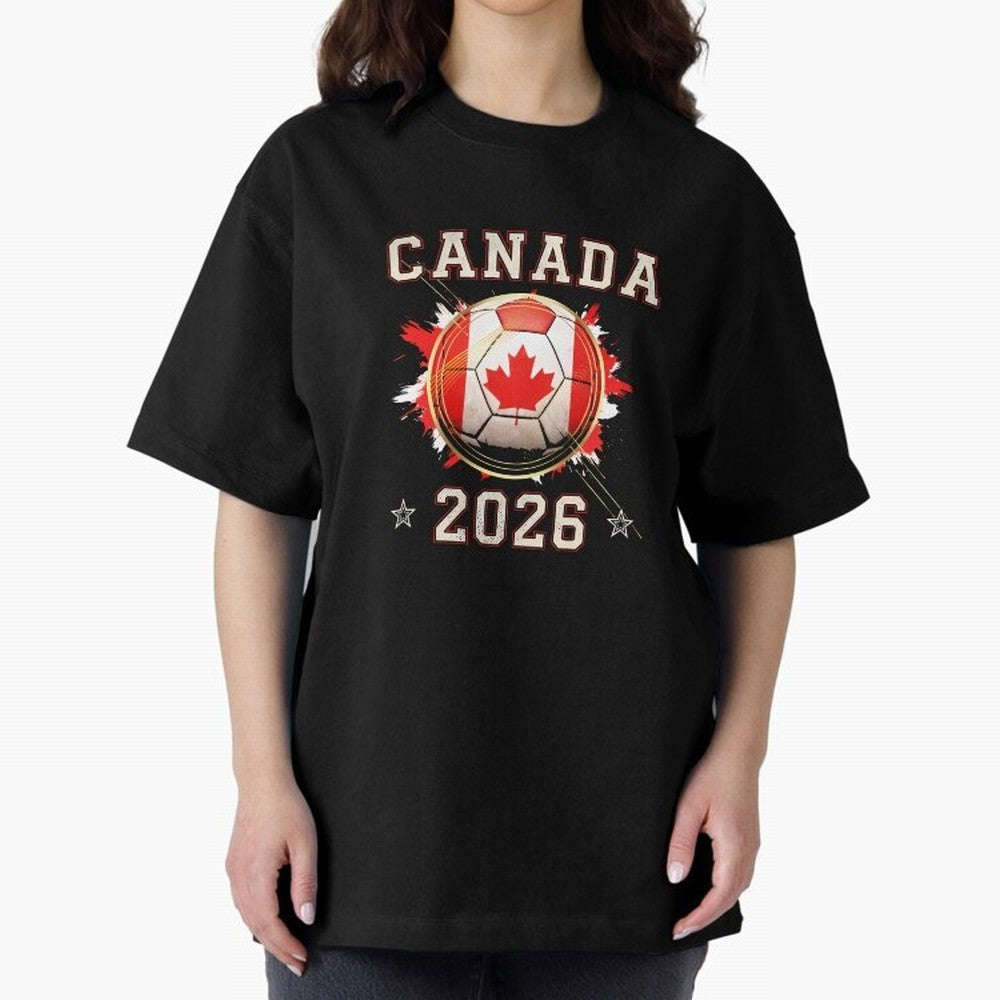 Front Print Canada Soccer World Cup 2026 - Canadian Fan Gift T-Shirt_84561562 Classic T-Shirt Make Memories around Global Football Passion for FIFA World Cup 2026 Group Stage, Filled with Messi, Neymar and Mbappe, Brazil, Worldwide Fan Energy,