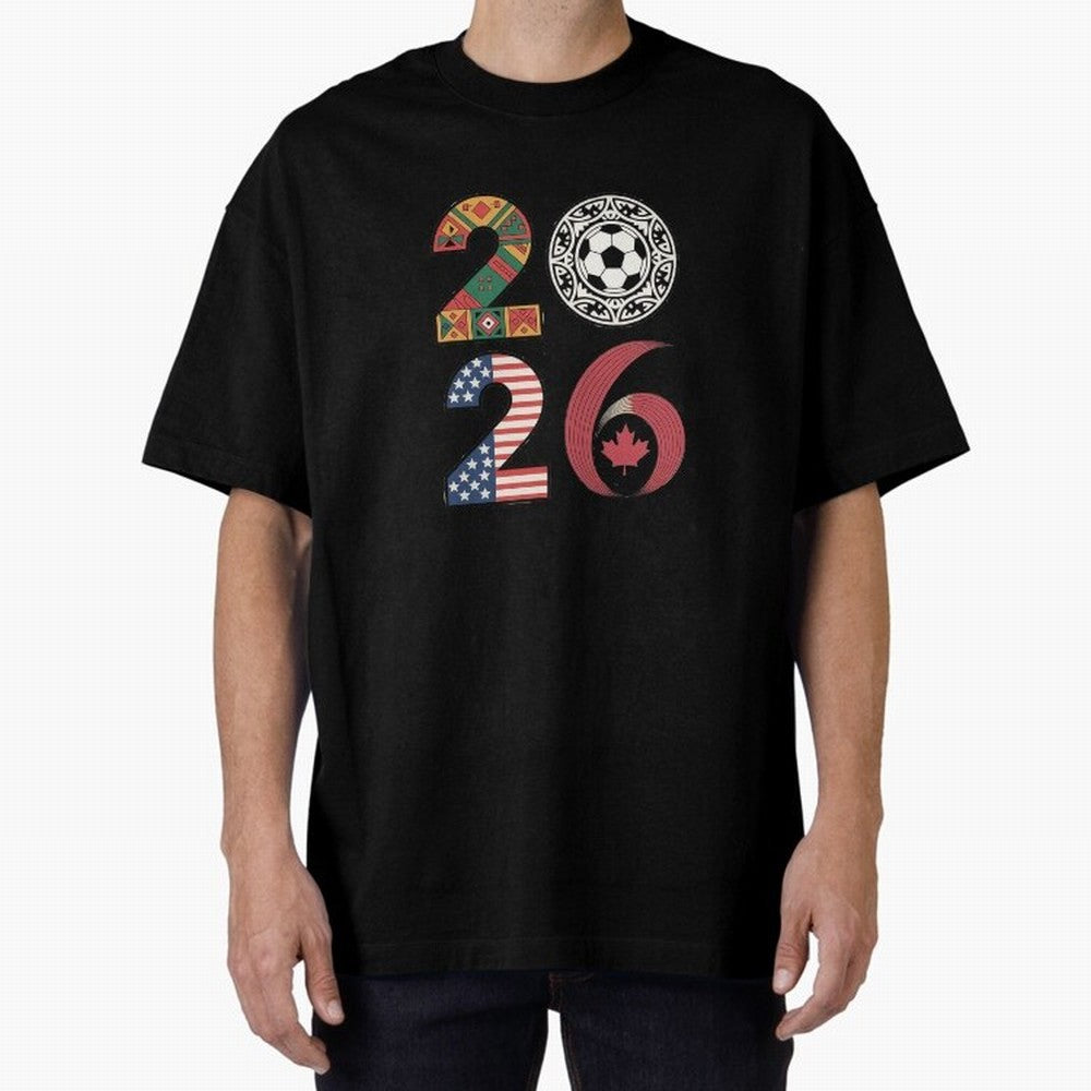 2026 Football Countries Design ¨C USA, Canada & Mexico Inspired Art Oversized T-Shirt Support Your Favorite Stars during FIFA World Cup 2026 USA Canada Mexico for Fans of Mbappe and England, Bringing Classic Soccer Heritage, Championship Pressure,