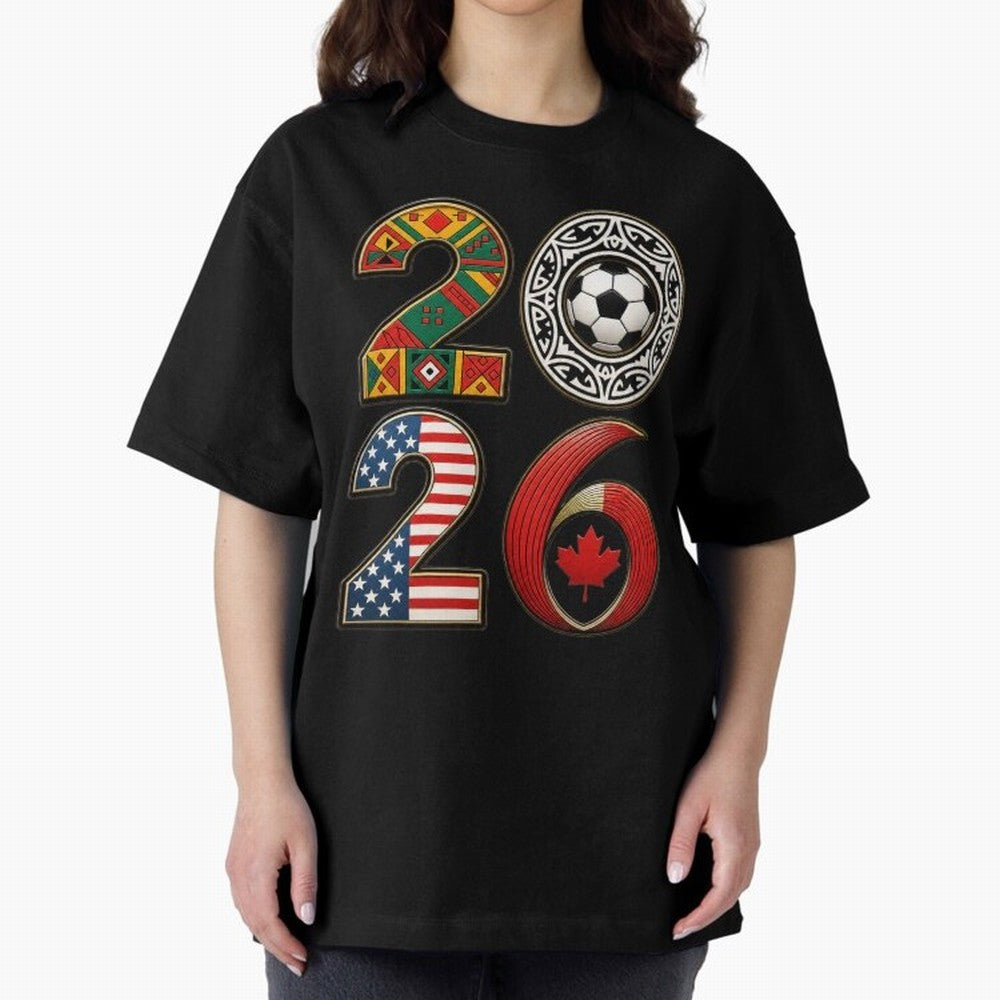 United 2026 Soccer Fan - North America Host Countries Oversized T-Shirt Back the Journey through FIFA World Cup 2026 Group Stage for Fans of Haaland and Mbappe and Spain, Bringing Champion Mindset, Group Stage Buzz, Knockout Tension and Passionate