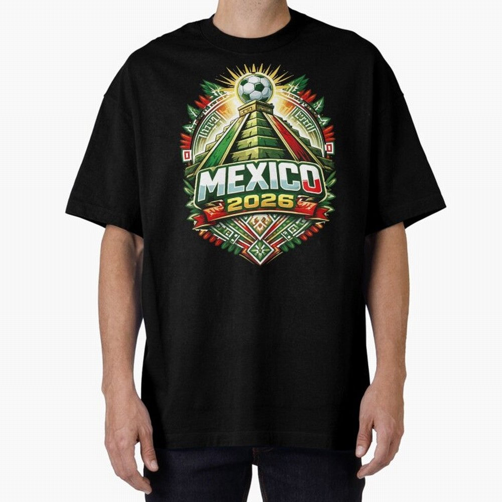 Mexico Soccer 2026 Art Oversized T-Shirt Bring Legendary Rivalry Energy to Global Football Passion for FIFA World Cup 2026 Group Stage, Connected to Neymar, Haaland and Cristiano Ronaldo, Brazil, Portugal and Argentina, Match Day Excitement,