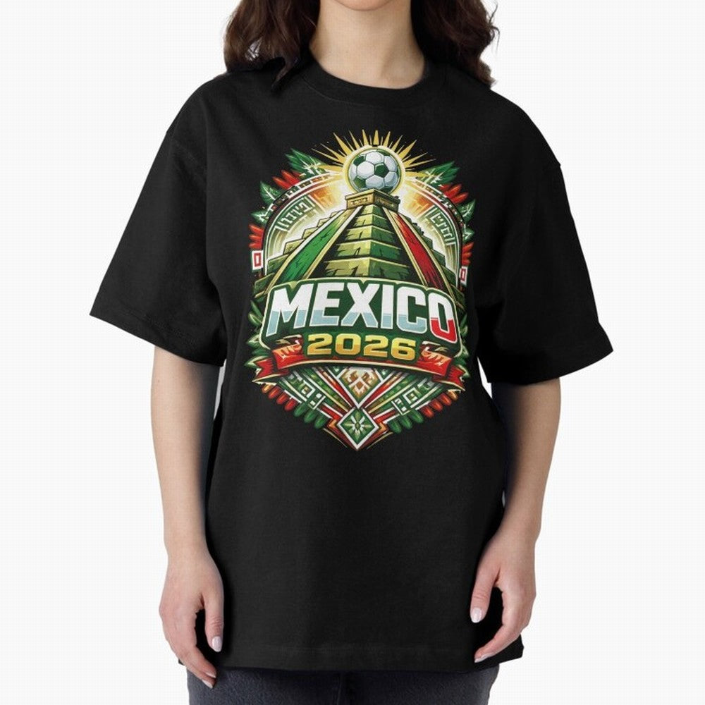 Mexico Soccer 2026 Art Oversized T-Shirt Bring Legendary Rivalry Energy to Global Football Passion for FIFA World Cup 2026 Group Stage, Connected to Neymar, Haaland and Cristiano Ronaldo, Brazil, Portugal and Argentina, Match Day Excitement,