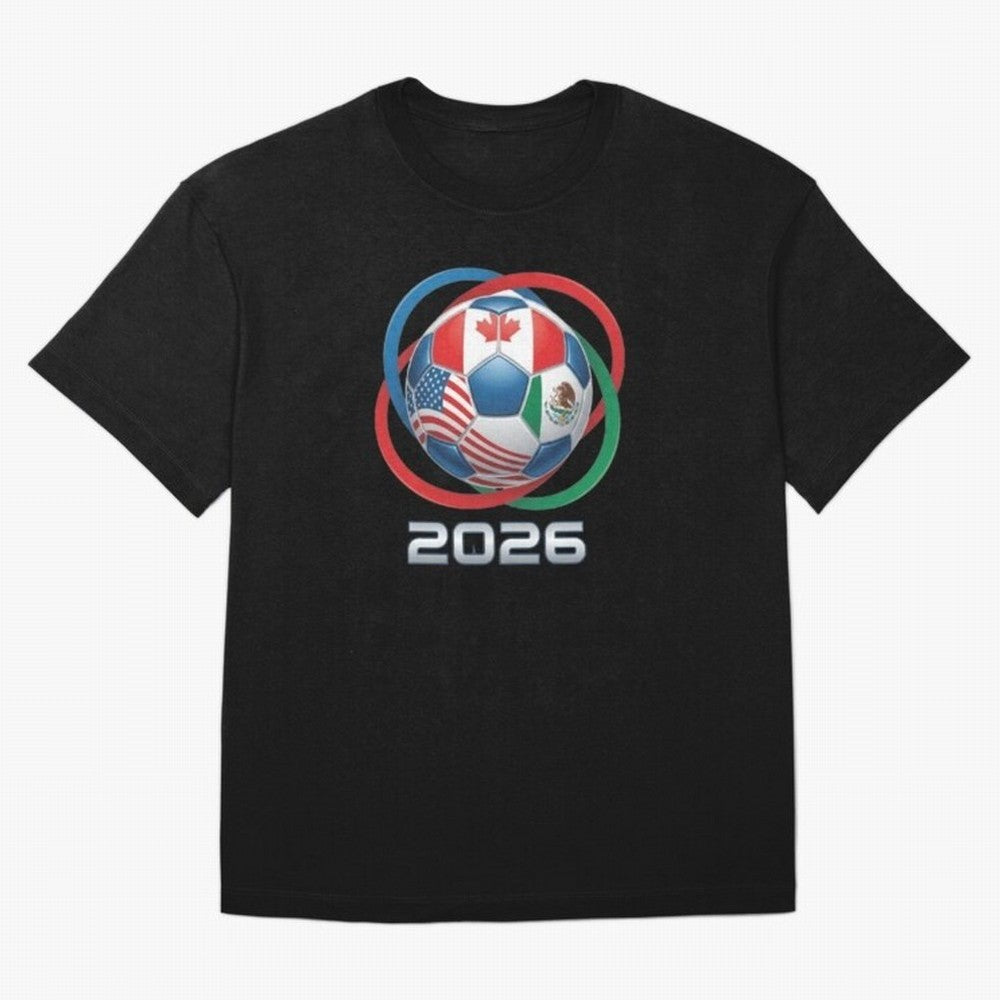 3D Realistic World Cup 2026 Soccer Ball with Rings Oversized T-Shirt Keep the Legacy of FIFA World Cup 2026 Spirit, with England and Germany, Mbappe and Neymar, Stadium Chants, National Pride, Trophy Dreams and Unforgettable Football Memories;