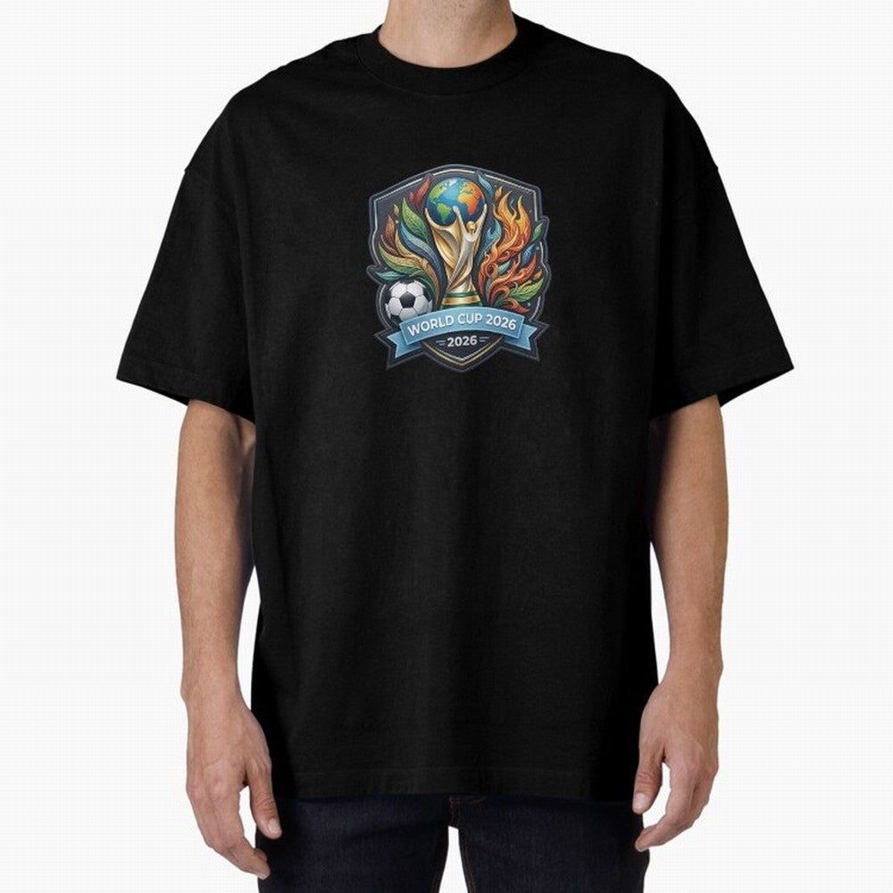 World Cup 2026 Football Crest - Retro Vintage Sticker Oversized T-Shirt Make the Season About Match Day Hype around FIFA World Cup 2026 USA Canada Mexico, Haaland, France, Sports Nostalgia, International Competition, Famous Players and