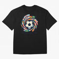 2D World Cup 2026 Football Spiral Flag Design T-Shirt Oversized T-Shirt Embrace FIFA World Cup 2026 Group Stage for Fans of Neymar and Brazil, Bringing Football Passion, Legendary Performances, Festival Vibes and Supporter Community; Built for