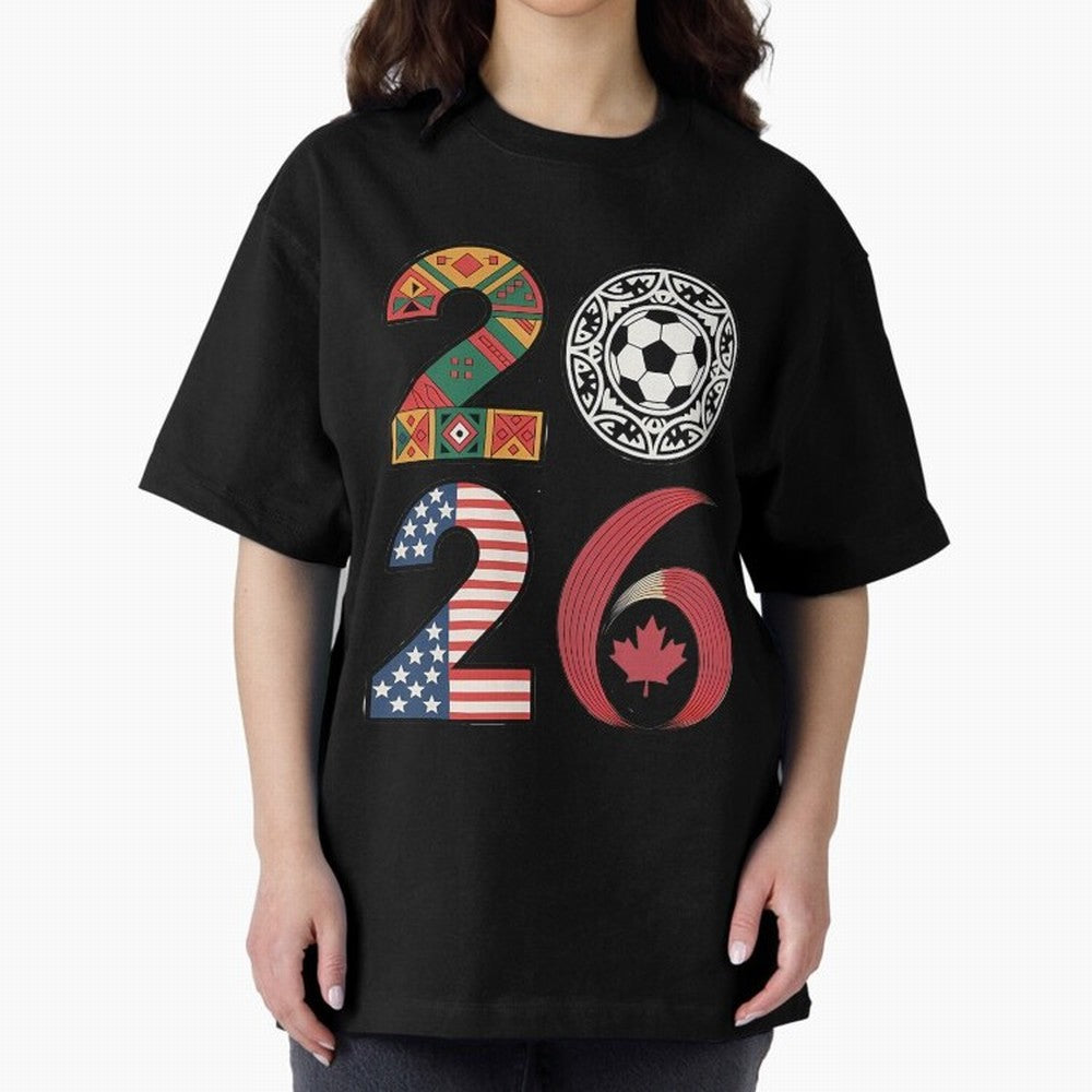 2026 Football Countries Design Usa Canada Mexico Inspired Oversized T-Shirt Bring Global Tournament Vibes to Global Football Passion for FIFA World Cup 2026 Group Stage, Filled with CR7 and Messi, Argentina and Brazil, Worldwide Fan Energy,