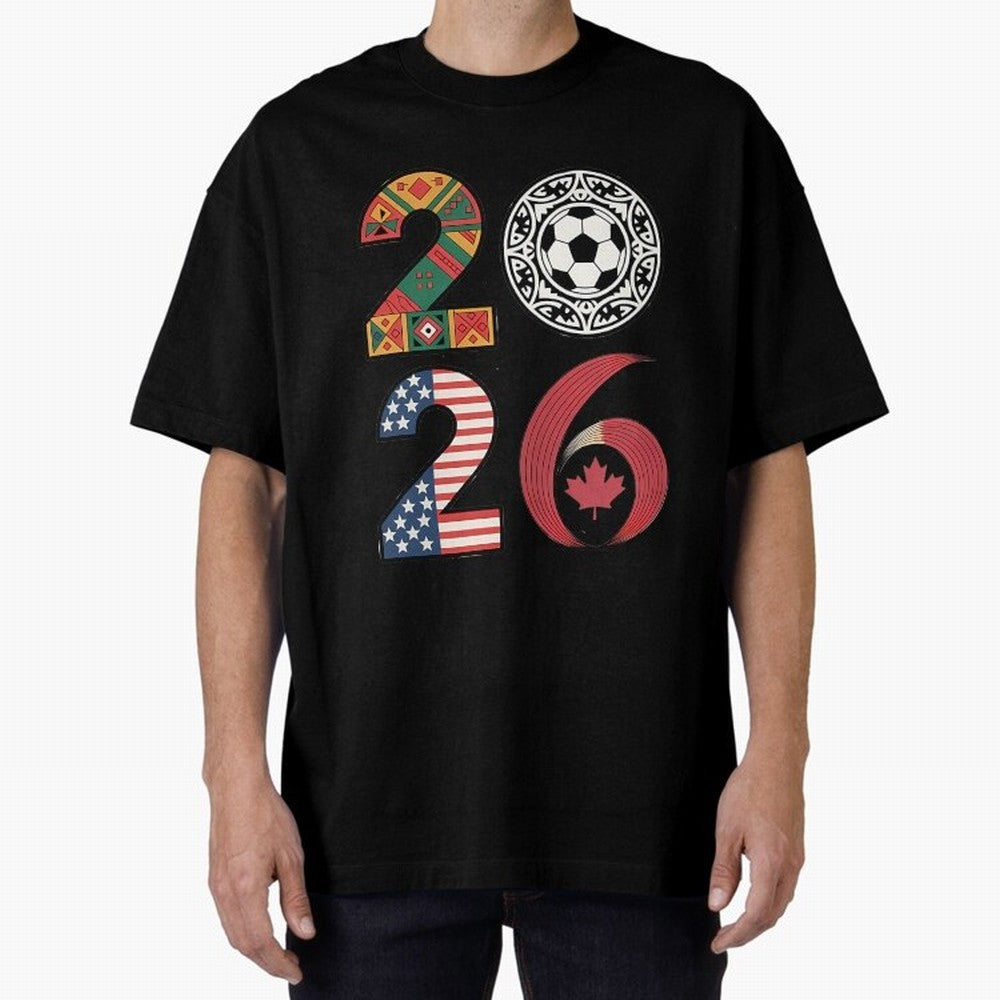 2026 Football Countries Design Usa Canada Mexico Inspired Oversized T-Shirt Bring Global Tournament Vibes to Global Football Passion for FIFA World Cup 2026 Group Stage, Filled with CR7 and Messi, Argentina and Brazil, Worldwide Fan Energy,