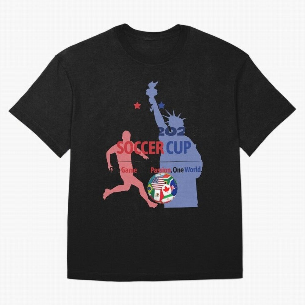 2026 Soccer Cup One Game One Passion One World Sports Fan Design Oversized T-Shirt Feel International Energy from Match Day Hype around FIFA World Cup 2026 Group Stage, CR7 and Messi, Netherlands, Supporter Pride, Iconic Celebrations, Legendary