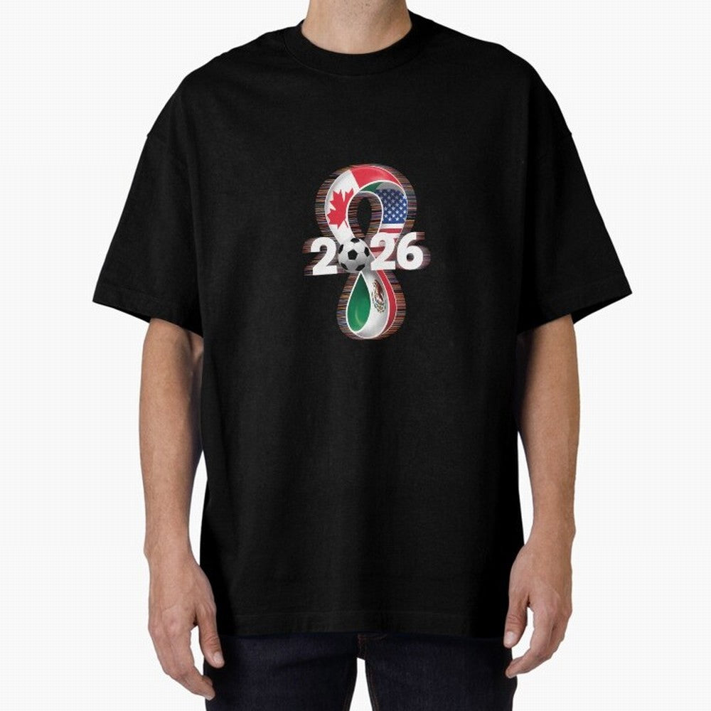 Usa Canada Mexico Soccer Football 2026 Oversized T-Shirt Elevate FIFA World Cup 2026 USA Canada Mexico Spirit, Centered on Argentina, France and Brazil, Haaland, Tournament Hype, Historic Matchups, Family Viewing Parties and Global Sports Pride;