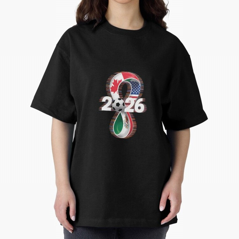 Usa Canada Mexico Soccer Football 2026 Oversized T-Shirt Elevate FIFA World Cup 2026 USA Canada Mexico Spirit, Centered on Argentina, France and Brazil, Haaland, Tournament Hype, Historic Matchups, Family Viewing Parties and Global Sports Pride;