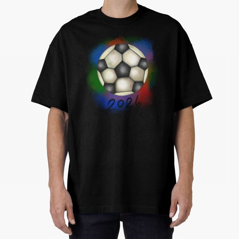 Football soccer Oversized T-Shirt Capture FIFA World Cup 2026 Group Stage Inspired by Neymar, England and Germany Energy, Worldwide Fan Energy, Dramatic Goals, Stadium Lights and Championship Celebrations; Created for Match Day Parties, Soccer