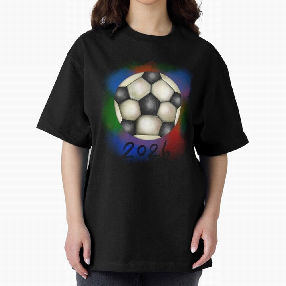 Football soccer Oversized T-Shirt Capture FIFA World Cup 2026 Group Stage Inspired by Neymar, England and Germany Energy, Worldwide Fan Energy, Dramatic Goals, Stadium Lights and Championship Celebrations; Created for Match Day Parties, Soccer