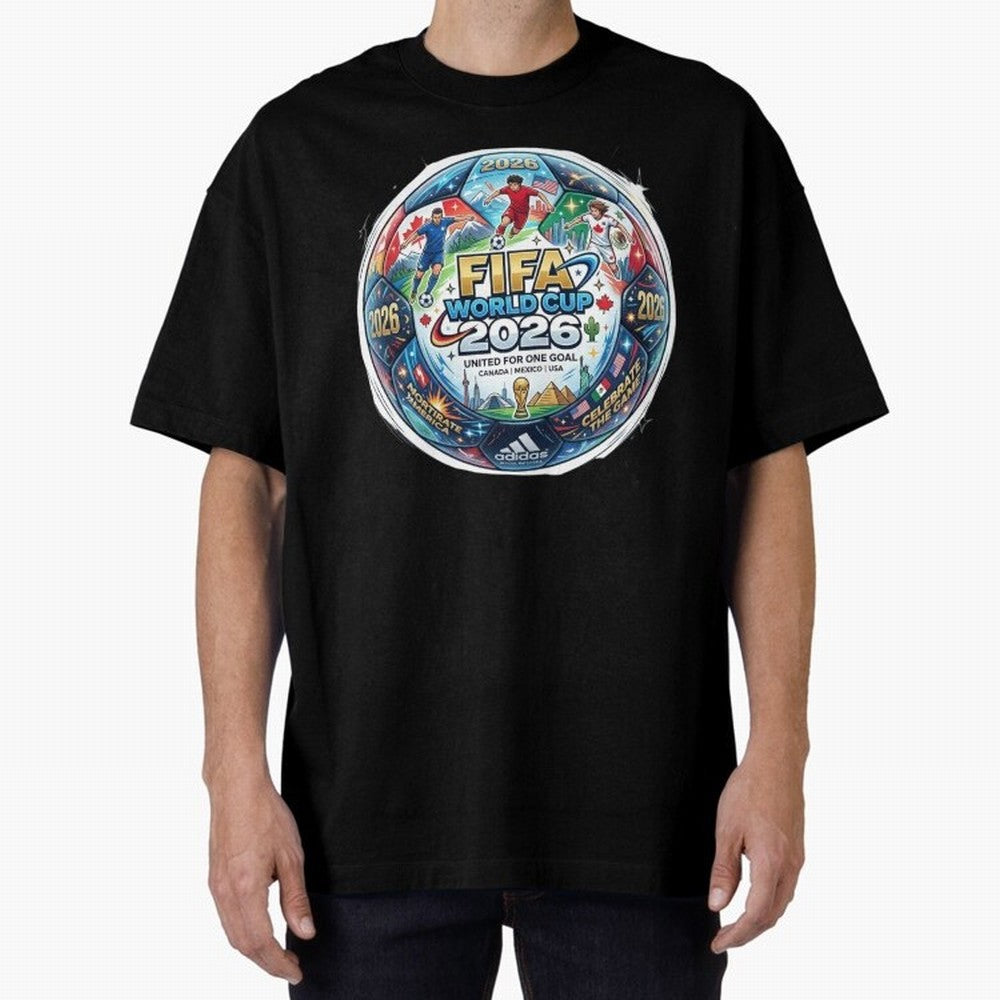 FIFA World Cup 2026 Official Match Ball Concept Art - Canada Mexico USA Oversized T-Shirt Show Your Stadium Side during Match Day Hype around FIFA World Cup 2026 USA Canada Mexico, Mbappe, Germany, Goal Celebration Energy, Supporter Heritage,