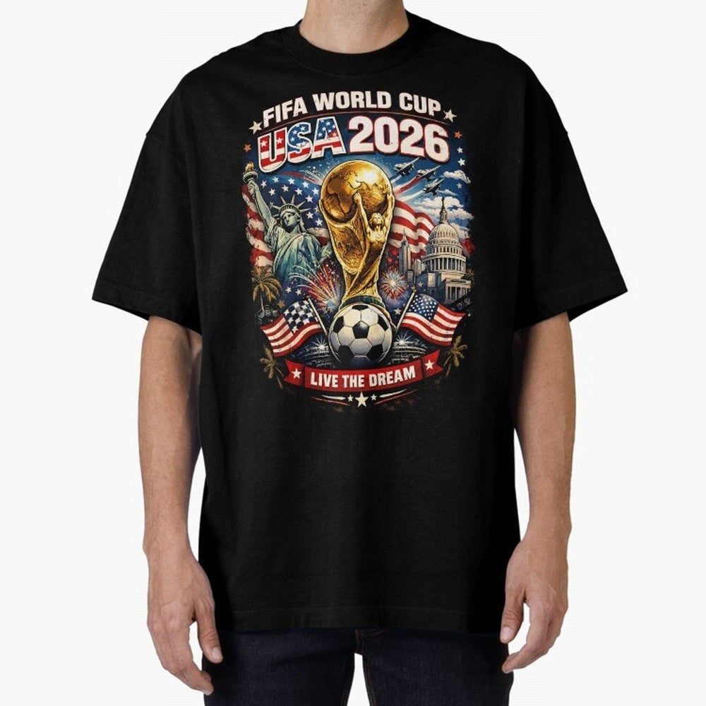 Fifa World Cup USA 2026 Colour Oversized T-Shirt Follow the Final Road of Global Football Passion for FIFA World Cup 2026 Group Stage, Connected to CR7 and Messi, England, Football History, Final Match Energy, Crowd Noise and Once in a Lifetime