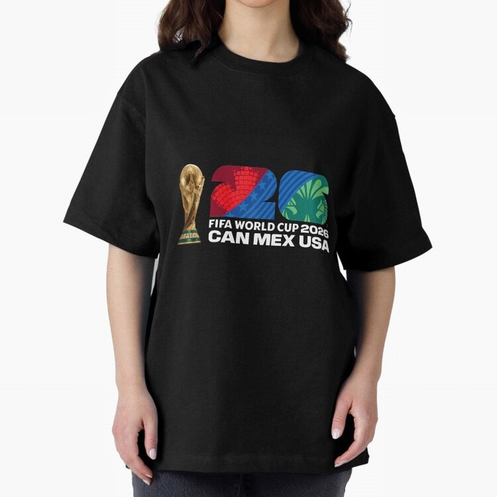World Cup26 Host Country Trophy Oversized T-Shirt Celebrate Global Passion for FIFA World Cup 2026 Spirit, with Netherlands, Haaland and Mbappe, Goal Celebration Energy, Supporter Heritage, Football Icons and Worldwide Tournament Joy; Made for Die