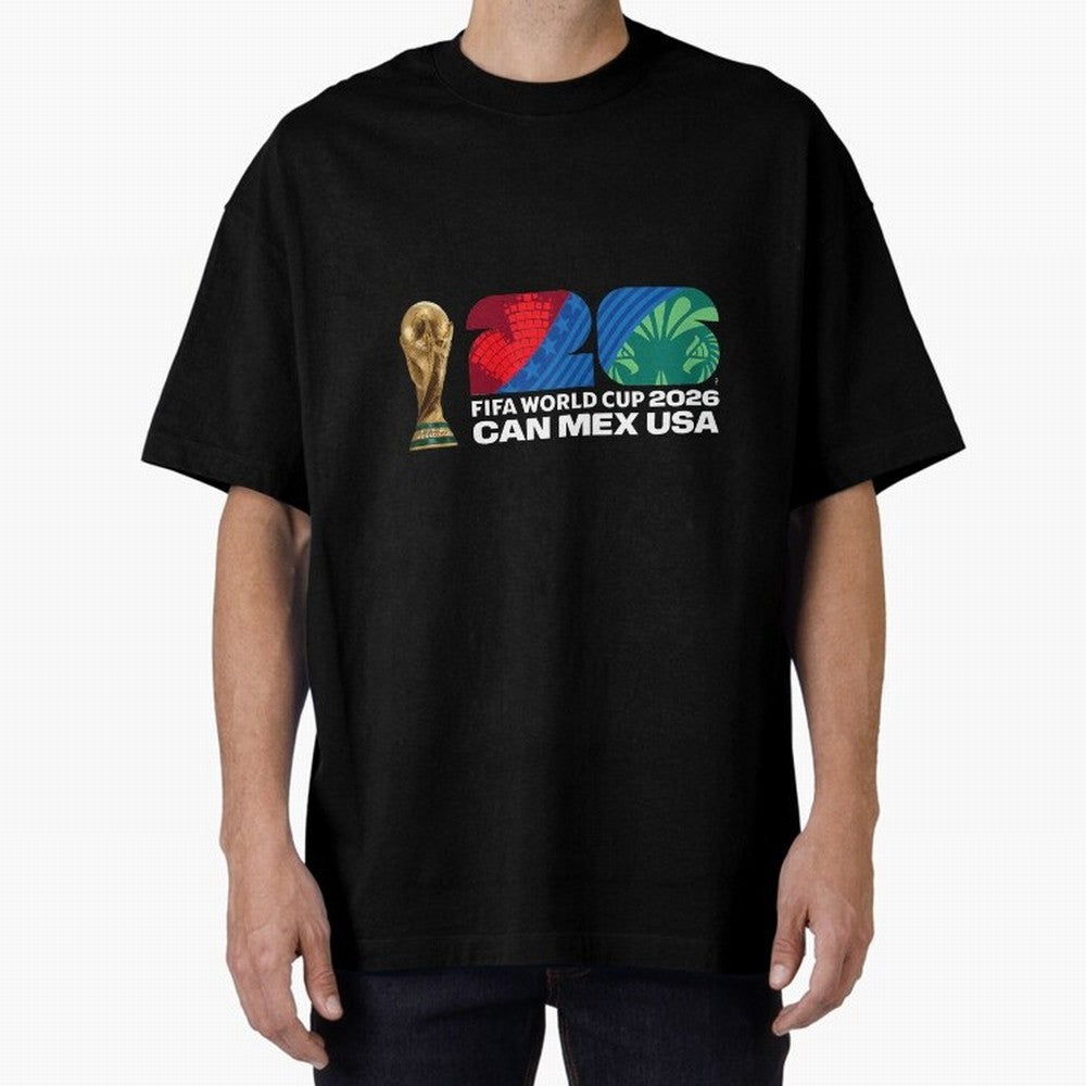 World Cup26 Host Country Trophy Oversized T-Shirt Celebrate Global Passion for FIFA World Cup 2026 Spirit, with Netherlands, Haaland and Mbappe, Goal Celebration Energy, Supporter Heritage, Football Icons and Worldwide Tournament Joy; Made for Die