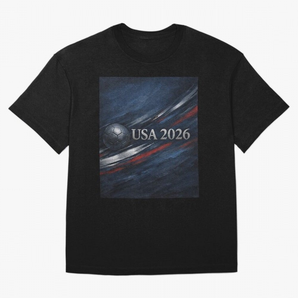 USA 2026 Soccer Design Inspired Oversized T-Shirt Follow FIFA World Cup 2026 Group Stage Featuring Cristiano Ronaldo, Haaland and CR7, Portugal, Spain and Germany Energy, Sports Nostalgia, International Competition, Famous Players and Unforgettable