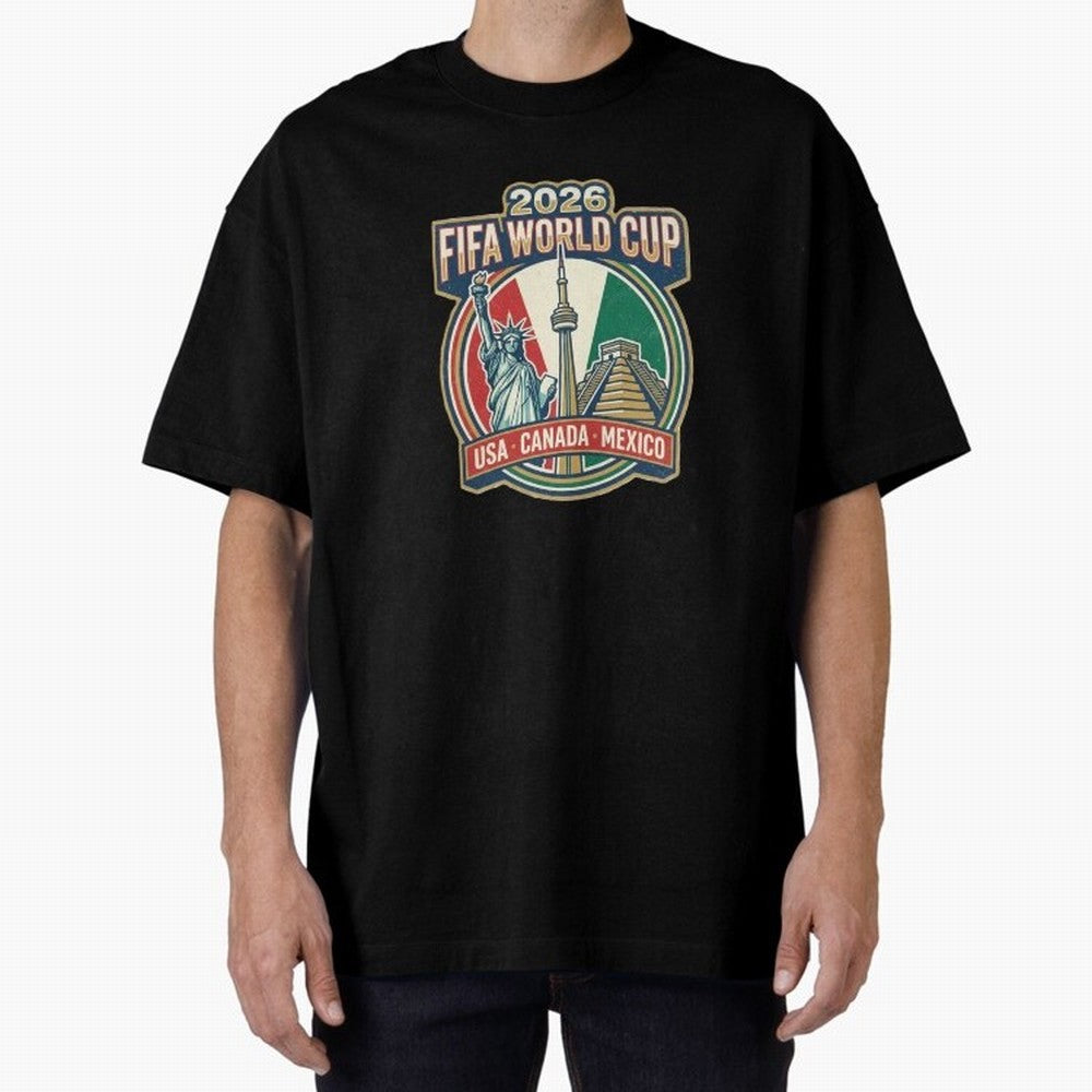 North America United Soccer 2026 Vintage Crest Oversized T-Shirt Show Fan Pride Across FIFA World Cup 2026 USA Canada Mexico Made for CR7, Netherlands Energy, Championship Spirit, Famous Goals, Roaring Crowds and International Football Unity; Built