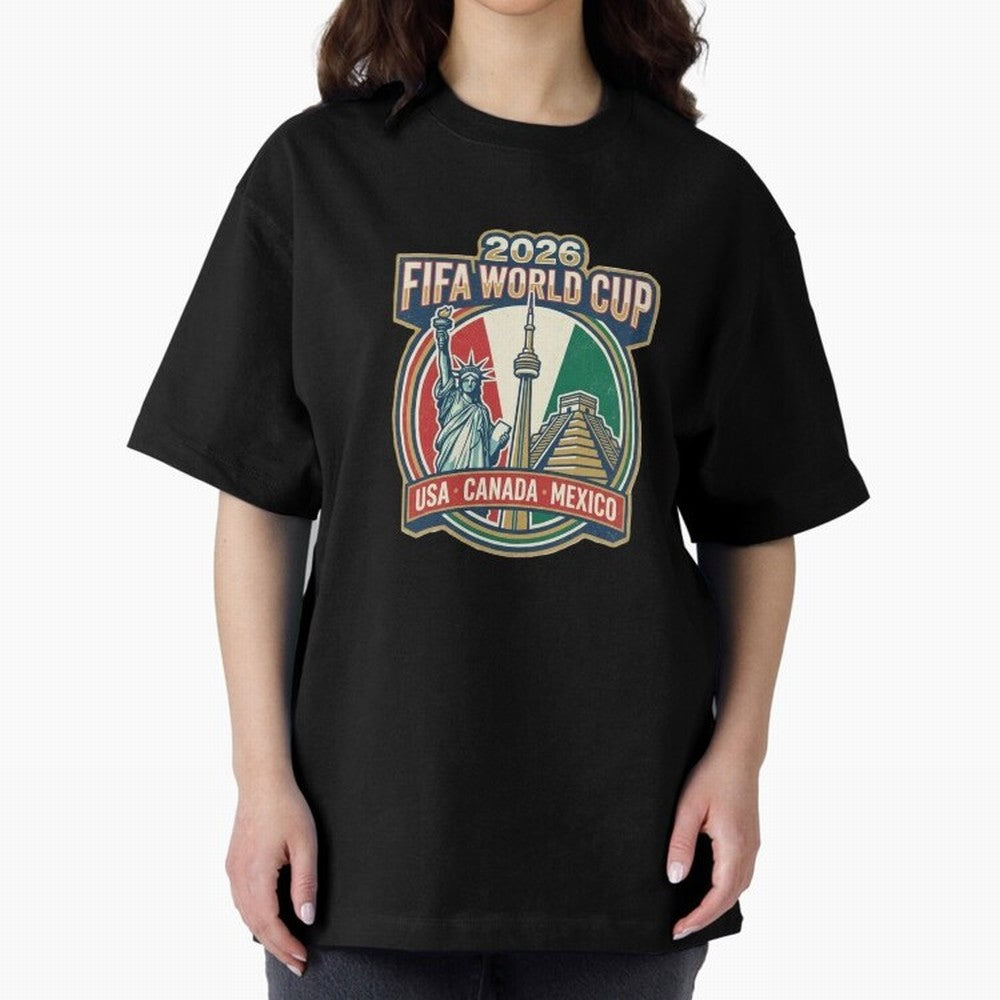 North America United Soccer 2026 Vintage Crest Oversized T-Shirt Show Fan Pride Across FIFA World Cup 2026 USA Canada Mexico Made for CR7, Netherlands Energy, Championship Spirit, Famous Goals, Roaring Crowds and International Football Unity; Built
