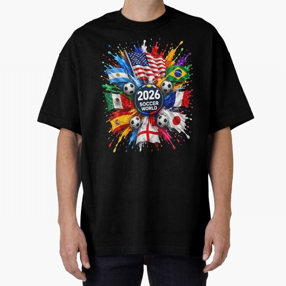 2026 Soccer World USA Flag Burst Fan Tee Oversized T-Shirt Celebrate Football Dreams Across Match Day Hype around FIFA World Cup 2026 Group Stage, Messi, Argentina, Game Day Rituals, Football Legends, Country Pride and the Road to the Final;