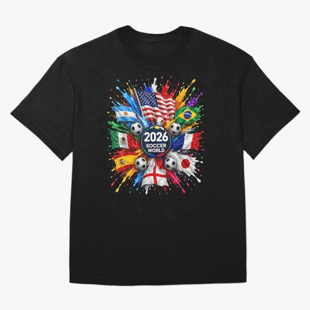 2026 Soccer World USA Flag Burst Fan Tee Oversized T-Shirt Celebrate Football Dreams Across Match Day Hype around FIFA World Cup 2026 Group Stage, Messi, Argentina, Game Day Rituals, Football Legends, Country Pride and the Road to the Final;