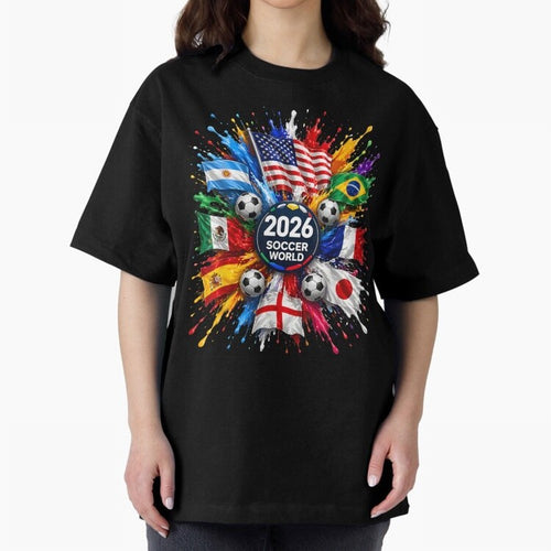 2026 Soccer World USA Flag Burst Fan Tee Oversized T-Shirt Celebrate Football Dreams Across Match Day Hype around FIFA World Cup 2026 Group Stage, Messi, Argentina, Game Day Rituals, Football Legends, Country Pride and the Road to the Final;