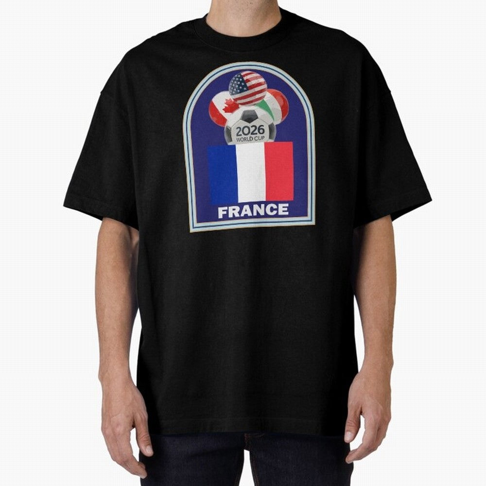 France 2026 Soccer T-shirt Oversized T-Shirt Stand Out with Spirit from FIFA World Cup 2026 Group Stage for Fans of CR7 and Messi and Portugal, Spain and Germany, Bringing Retro Football Energy, Iconic Rivalries, Trophy Chase Drama and Stadium
