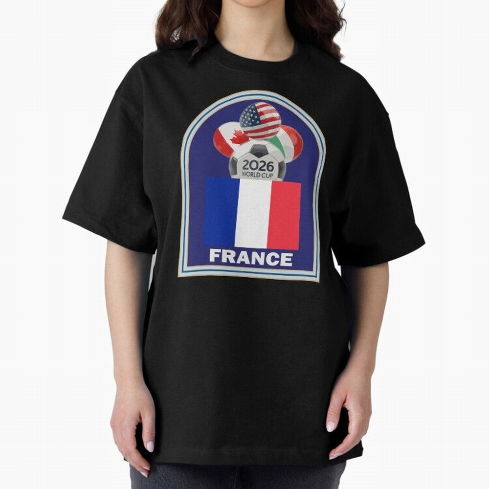 France 2026 Soccer T-shirt Oversized T-Shirt Stand Out with Spirit from FIFA World Cup 2026 Group Stage for Fans of CR7 and Messi and Portugal, Spain and Germany, Bringing Retro Football Energy, Iconic Rivalries, Trophy Chase Drama and Stadium