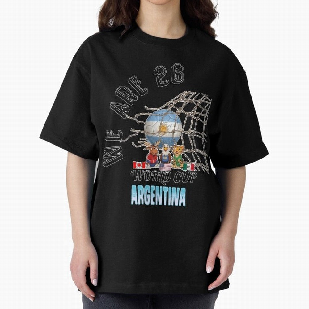 World Cup 26 - Argentina Oversized T-Shirt Make Every Match About FIFA World Cup 2026 USA Canada Mexico for Fans of Messi, Neymar and Mbappe and Spain, Bringing Football History, Final Match Energy, Crowd Noise and Once in a Lifetime Moments;