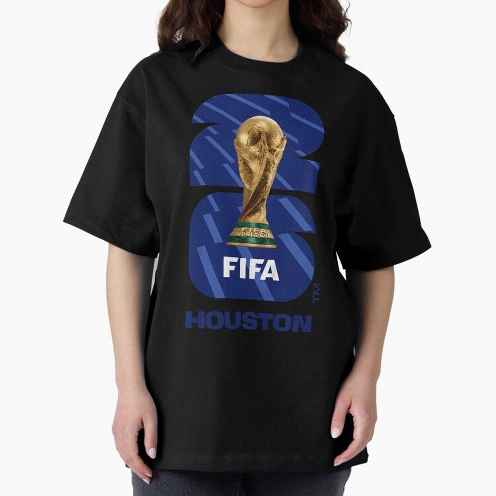 World Cup26 Houston Trophy Oversized T-Shirt Fuel Your Fan Pride for FIFA World Cup 2026 USA Canada Mexico with Neymar, Netherlands Energy, Stadium Memories, Football Loyalty, International Chants and Championship Tradition; Ideal for Football