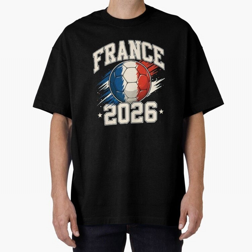 France 2026 World Cup for Football Fans and Teams Oversized T-Shirt Support Iconic Players in FIFA World Cup 2026 Spirit, Centered on France and Portugal, Messi and Cristiano Ronaldo, Global Supporter Spirit, Legendary Goals, National Colors and