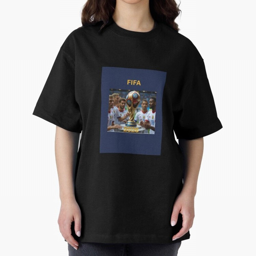 WORLD CUP FOOTBALL 2026 Oversized T-Shirt Join the Global Buzz around the FIFA World Cup 2026 USA Canada Mexico Journey through Mbappe and Neymar Highlights, Portugal Pride, Match Day Excitement, Supporter Culture, Golden Goals and Global Football