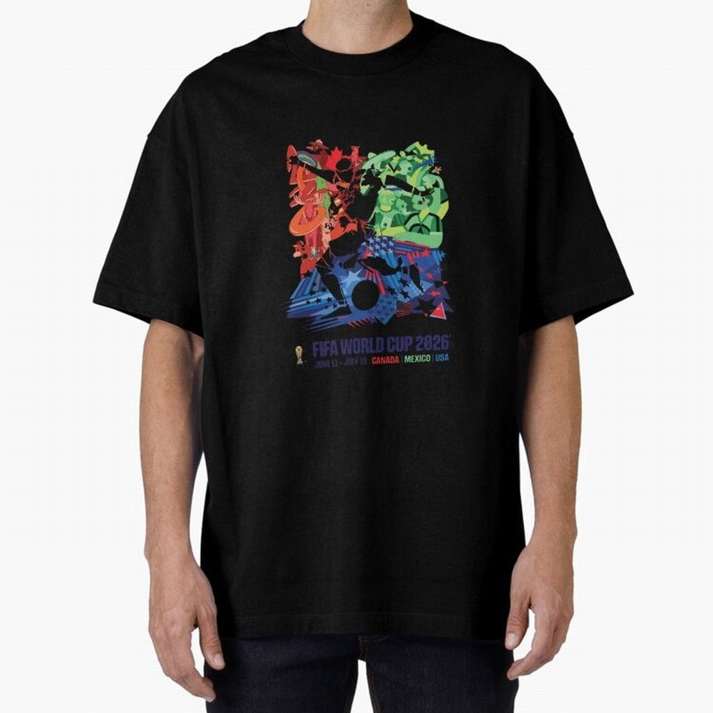 Host Nations Cultural Splash Art Oversized T-Shirt Bring Legendary Rivalry Energy to Match Day Hype around FIFA World Cup 2026 Group Stage, Messi, Neymar and Mbappe, England, Global Supporter Spirit, Legendary Goals, National Colors and Tournament
