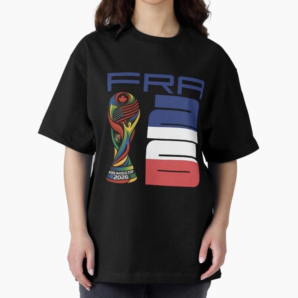 France World Cup 2026 Soccer - FRA 26 Blue White Red Oversized T-Shirt Bring Home the FIFA World Cup 2026 Group Stage Journey through Messi Highlights, Spain and Netherlands Pride, Match Day Excitement, Supporter Culture, Golden Goals and Global