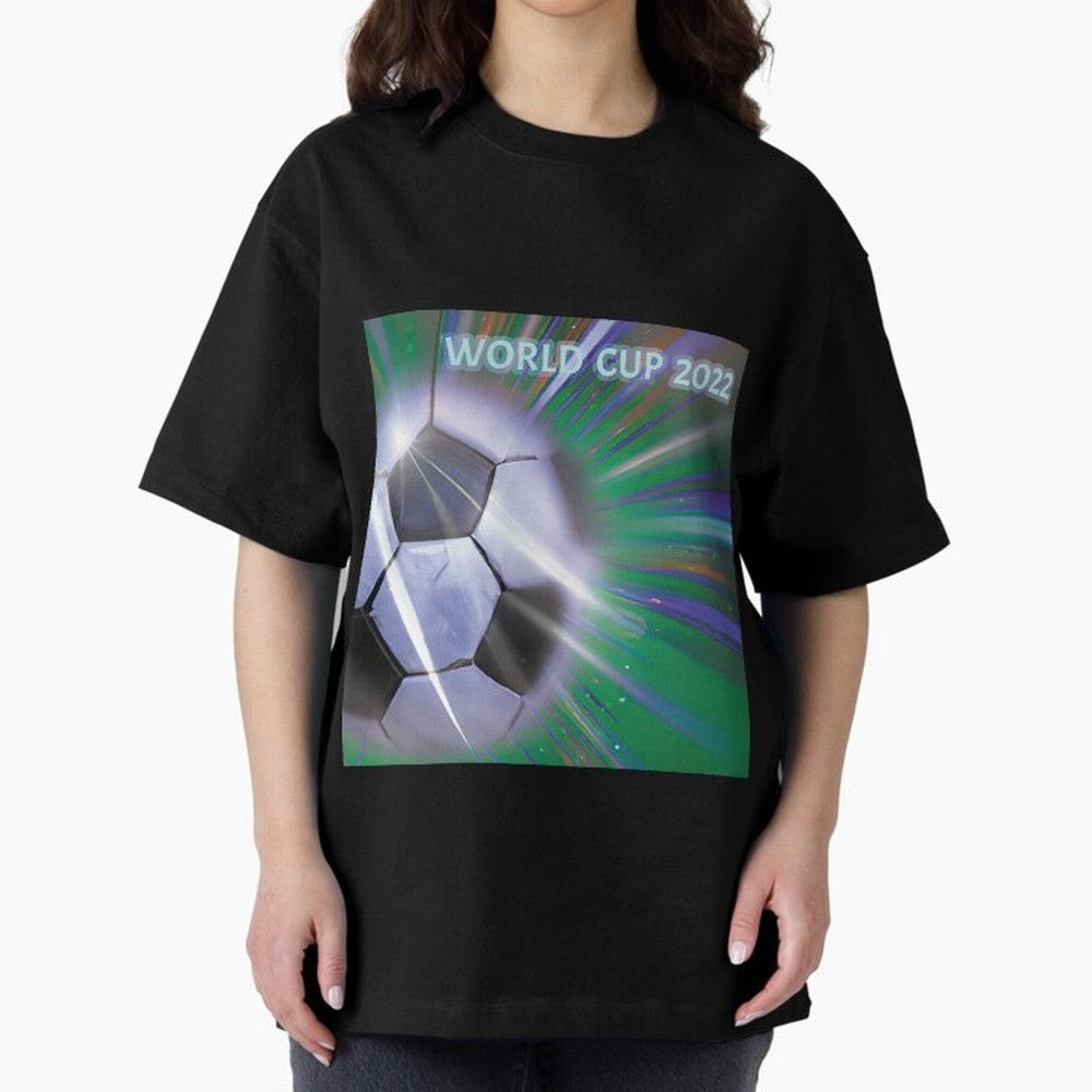 World Cup 2022 Oversized T-Shirt Celebrate Fan Favorites in FIFA World Cup 2026 Highlighting Messi, Neymar and Mbappe, Portugal, Spain and Germany Energy, Match Day Excitement, Supporter Culture, Golden Goals and Global Football Passion; Built for