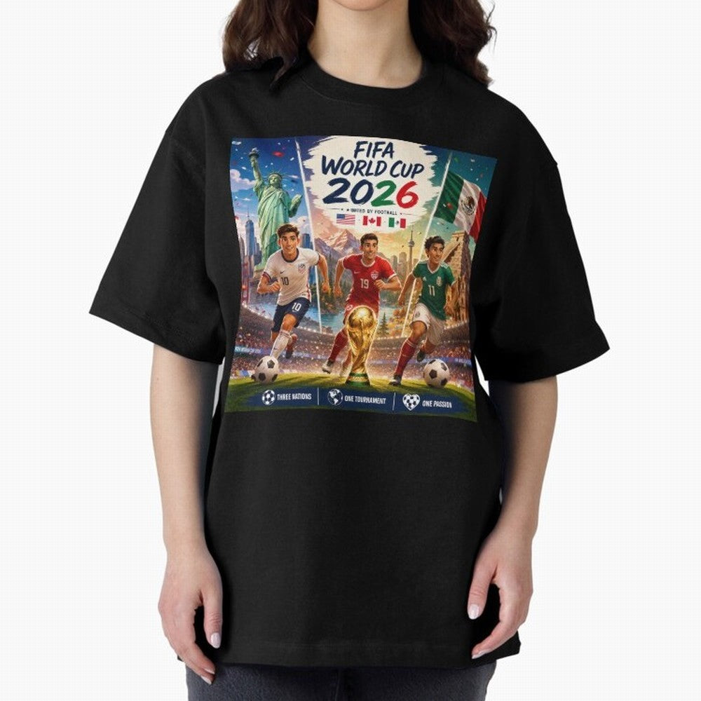 United by Football 2026 #football 2026 Oversized T-Shirt Back the Journey through Match Day Hype around FIFA World Cup 2026 Group Stage, Cristiano Ronaldo, Haaland and CR7, Netherlands, Retro Football Energy, Iconic Rivalries, Trophy Chase Drama