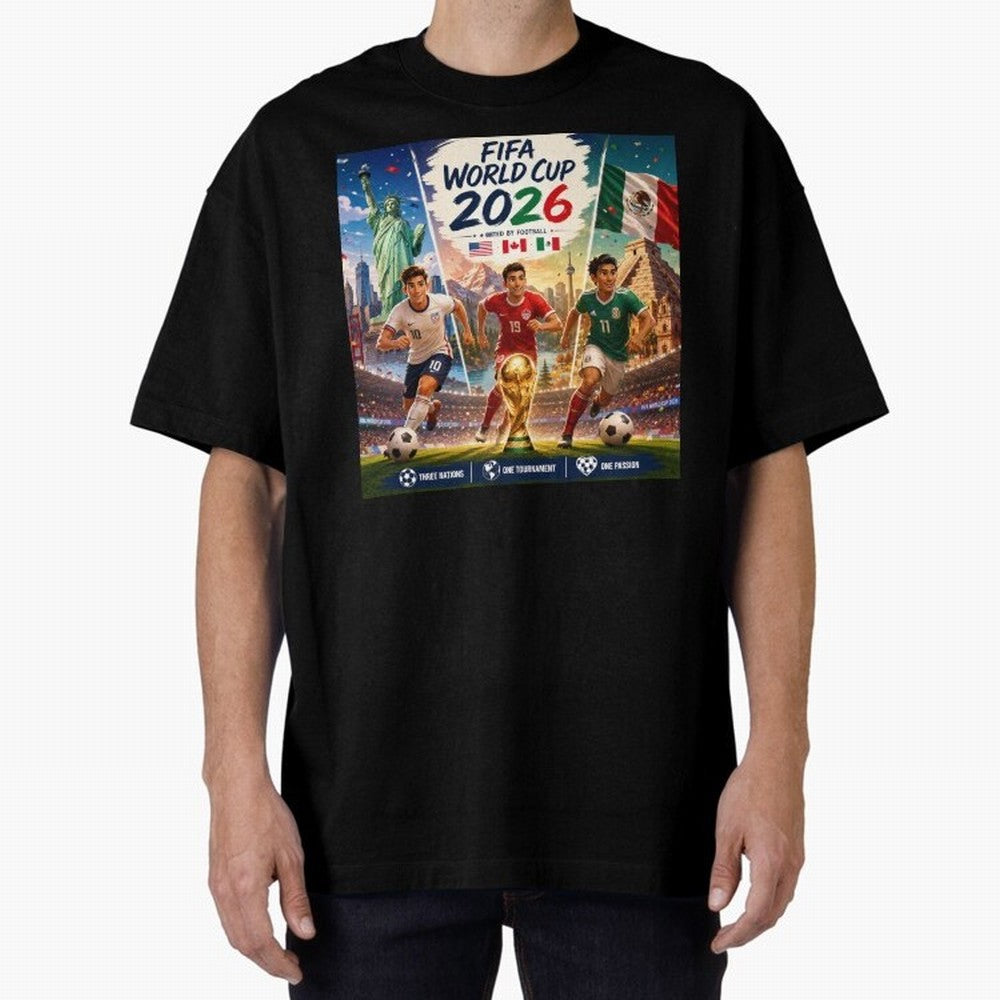 United by Football 2026 #football 2026 Oversized T-Shirt Back the Journey through Match Day Hype around FIFA World Cup 2026 Group Stage, Cristiano Ronaldo, Haaland and CR7, Netherlands, Retro Football Energy, Iconic Rivalries, Trophy Chase Drama