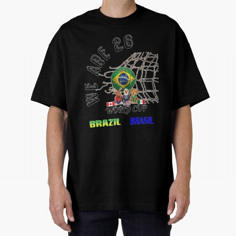 World Cup 26 - Brazil Oversized T-Shirt Feel the Trophy Chase of FIFA World Cup 2026 Group Stage for Fans of Messi and Spain, Bringing Football Passion, Legendary Performances, Festival Vibes and Supporter Community; Made for Die Hard Supporters,