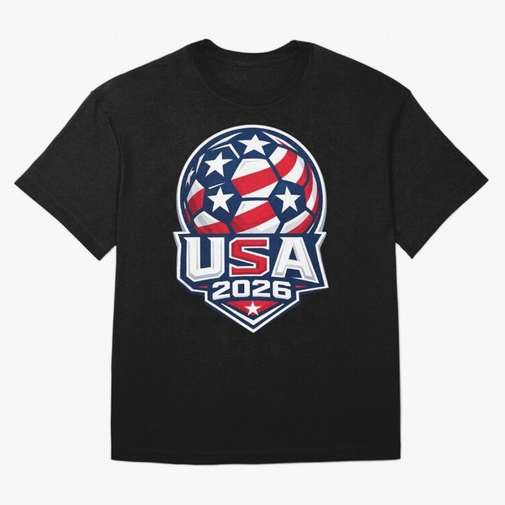 USA 2026 World Cup T-Shirt - Star Spangled Soccer Design - American Host Fan Tee Oversized T-Shirt Represent FIFA World Cup 2026 for Fans of Cristiano Ronaldo and Germany, Bringing Soccer Culture, Superstar Moments, National Team Dreams and