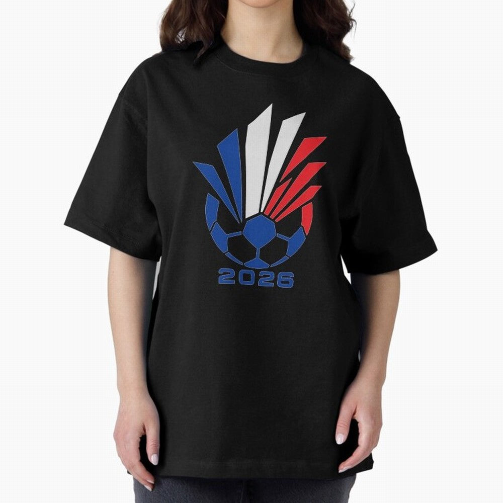 France Soccer 2026 Tricolor Burst Emblem Oversized T-Shirt Remember FIFA World Cup 2026 Connected to Messi and Cristiano Ronaldo, Spain and Netherlands Energy, Match Day Excitement, Supporter Culture, Golden Goals and Global Football Passion; Great