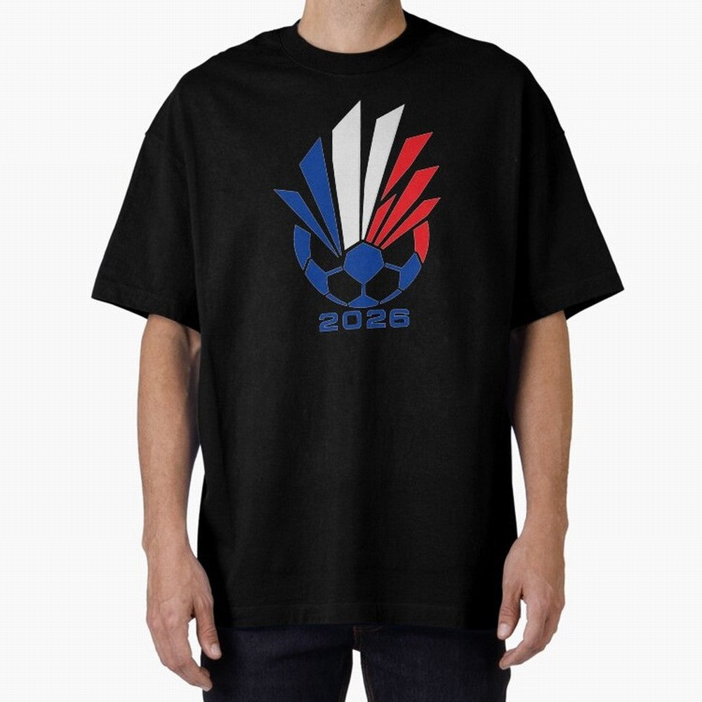 France Soccer 2026 Tricolor Burst Emblem Oversized T-Shirt Remember FIFA World Cup 2026 Connected to Messi and Cristiano Ronaldo, Spain and Netherlands Energy, Match Day Excitement, Supporter Culture, Golden Goals and Global Football Passion; Great