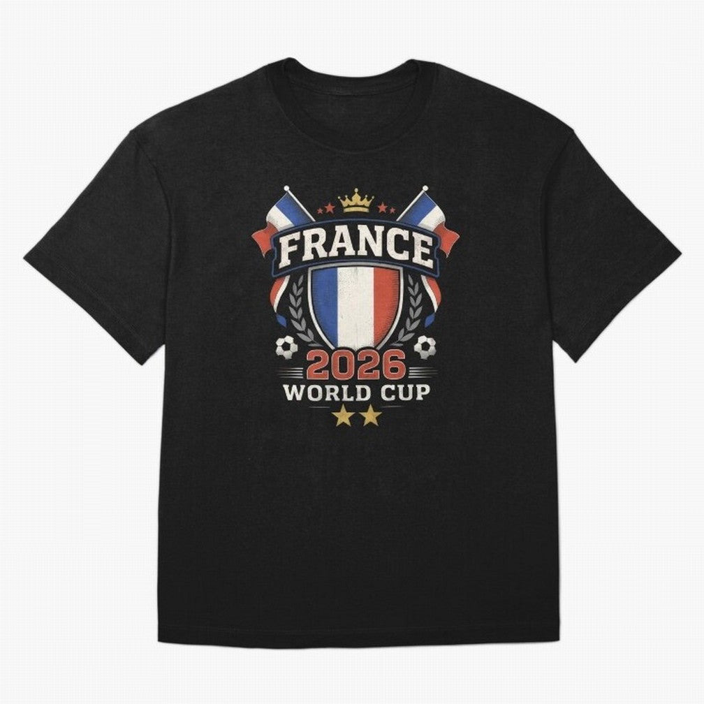 France World Cup 2026 Football Heritage - Les Bleus Crest Oversized T-Shirt Remember FIFA World Cup 2026 Spirit, Featuring England, Cristiano Ronaldo, Stadium Chants, National Pride, Trophy Dreams and Unforgettable Football Memories; Ideal for