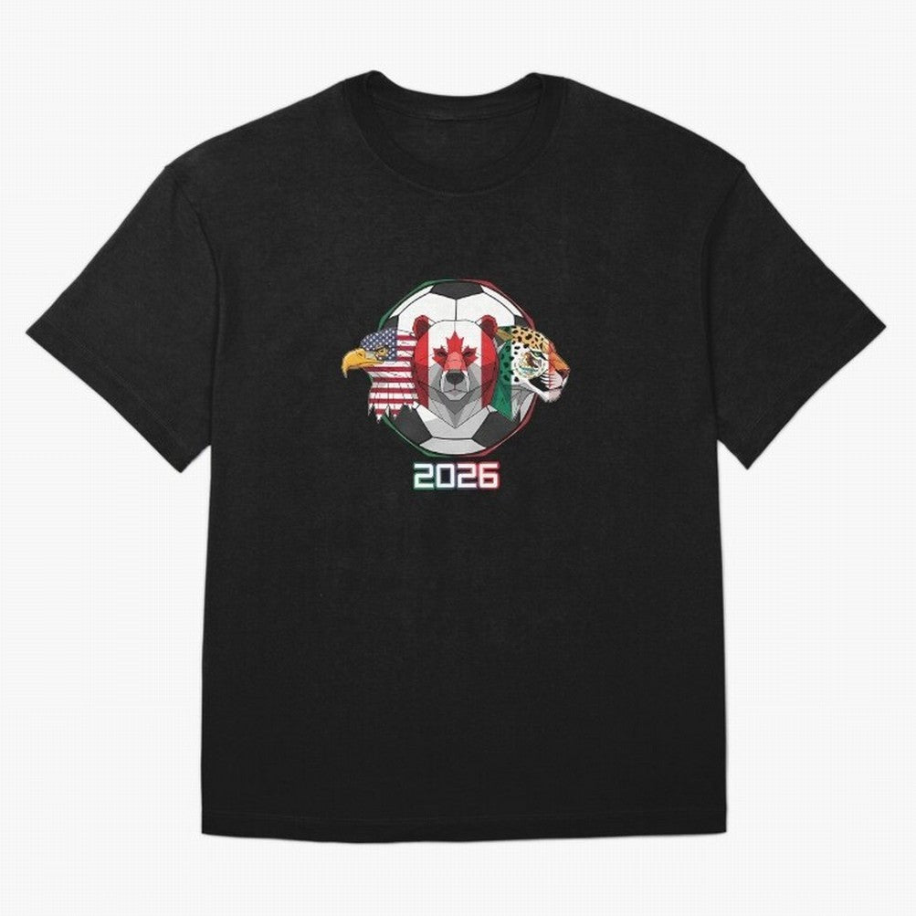 North American Soccer Animals 2026 Oversized T-Shirt Celebrate the Biggest Stage of the FIFA World Cup 2026 Group Stage Journey through Neymar, Haaland and Cristiano Ronaldo Highlights, England Pride, Match Day Excitement, Supporter Culture, Golden