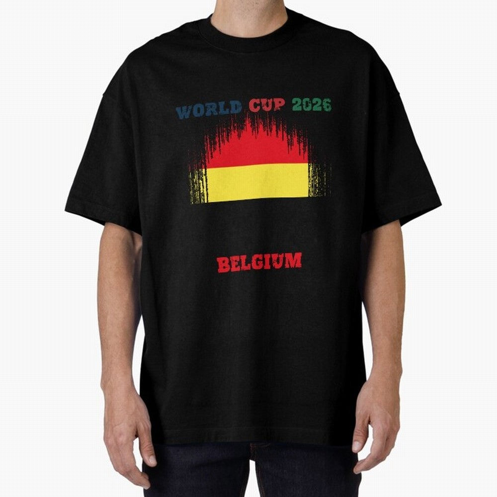 BELGIUM WORLD CUP 2026 Oversized T-Shirt Upgrade Match Day Hype around FIFA World Cup 2026 Group Stage, Haaland, England, Retro Football Energy, Iconic Rivalries, Trophy Chase Drama and Stadium Atmosphere; Built for Supporters Chasing Trophy