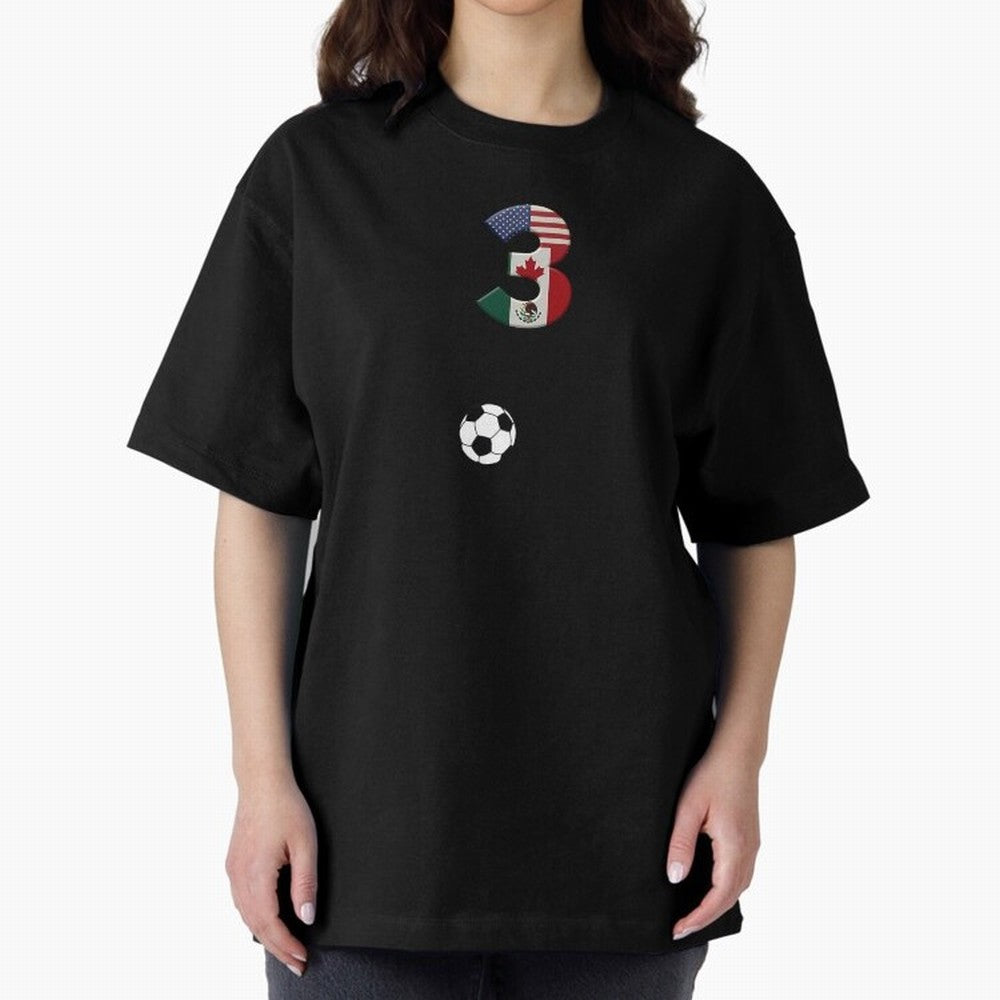 World Cup 2026 Host Nations Oversized T-Shirt Celebrate the Road through Global Football Passion for FIFA World Cup 2026 USA Canada Mexico, Filled with Mbappe and Neymar, Brazil, Champion Mindset, Group Stage Buzz, Knockout Tension and Passionate